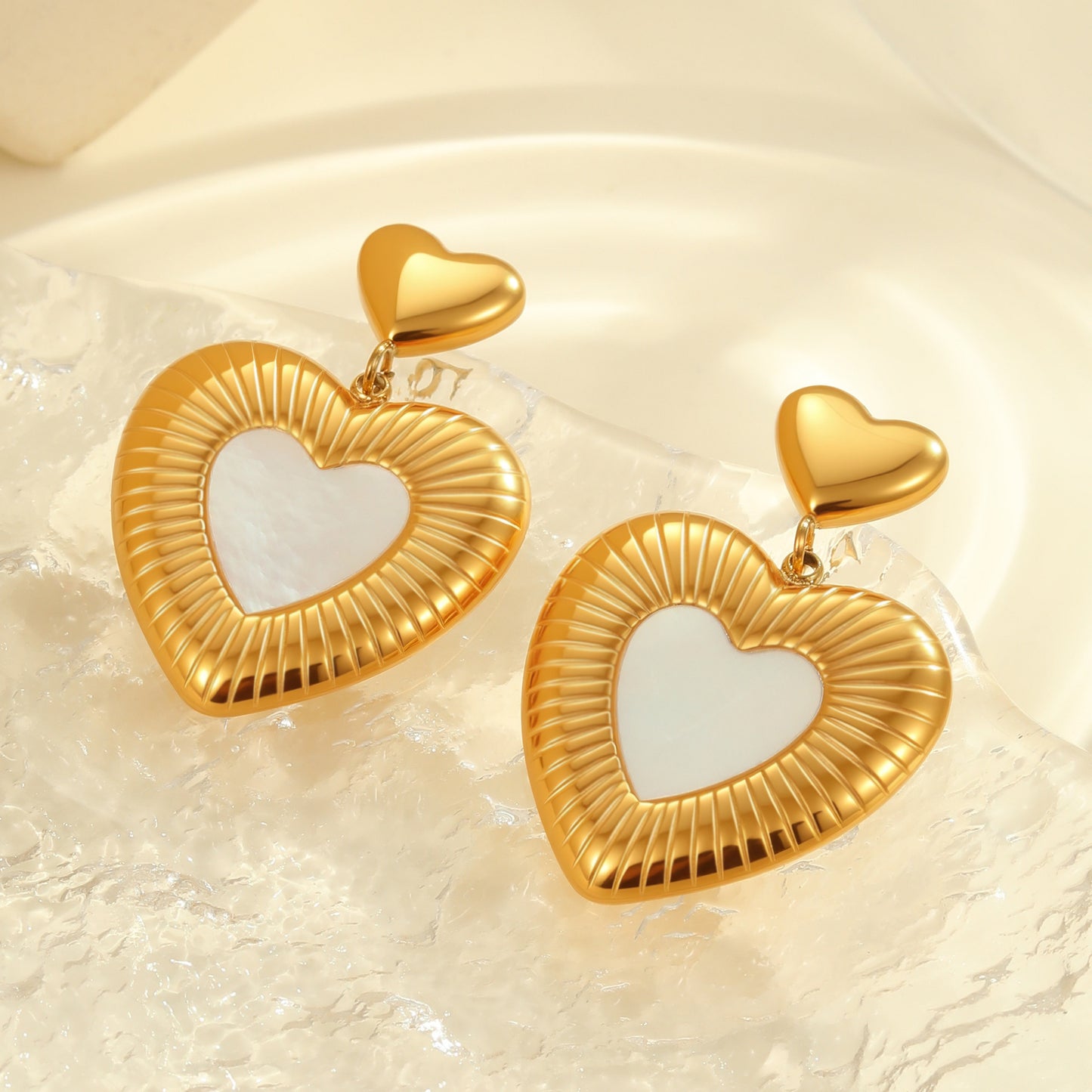 Heart Stainless Steel White Fritillary Earrings - Bests Sale