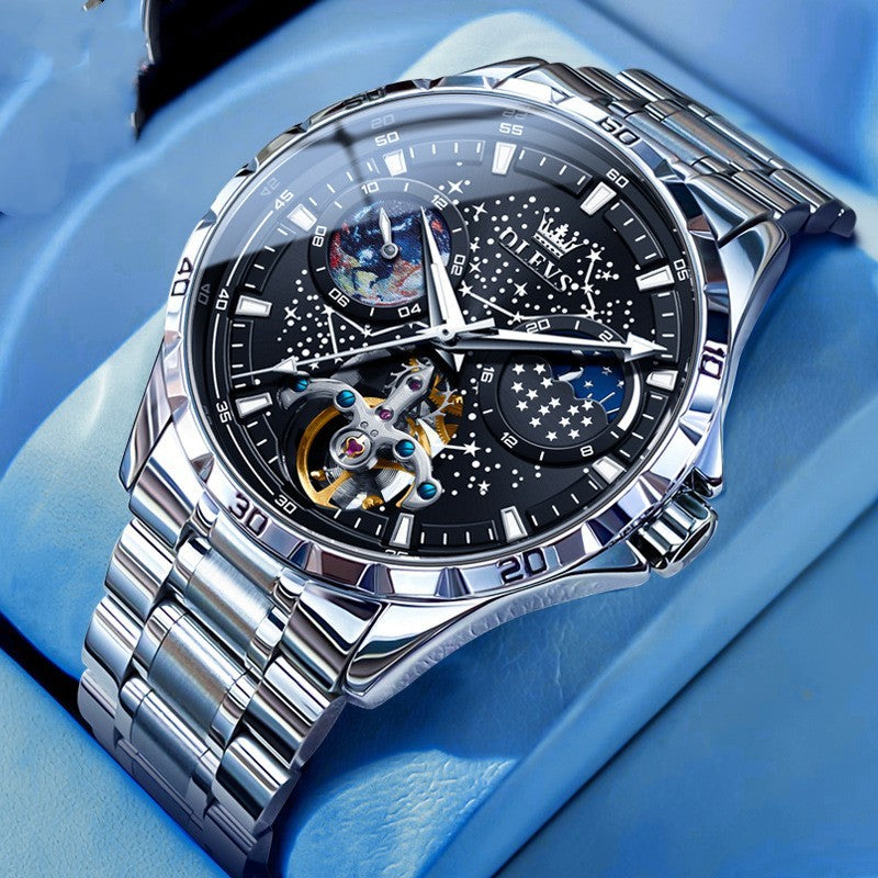 Fashion Starry Sky Mechanical Watch Business Hollow Waterproof Men - Bests Sale