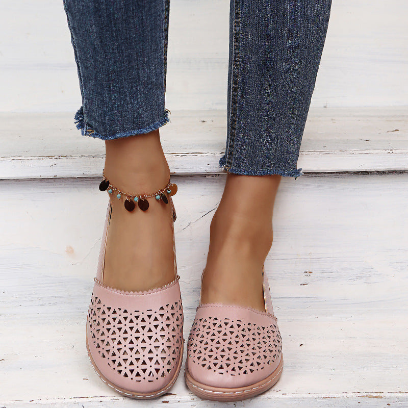 Round Toe Wedge Cross-border Large Size Flat Bottom Women's Sandals - Bests Sale