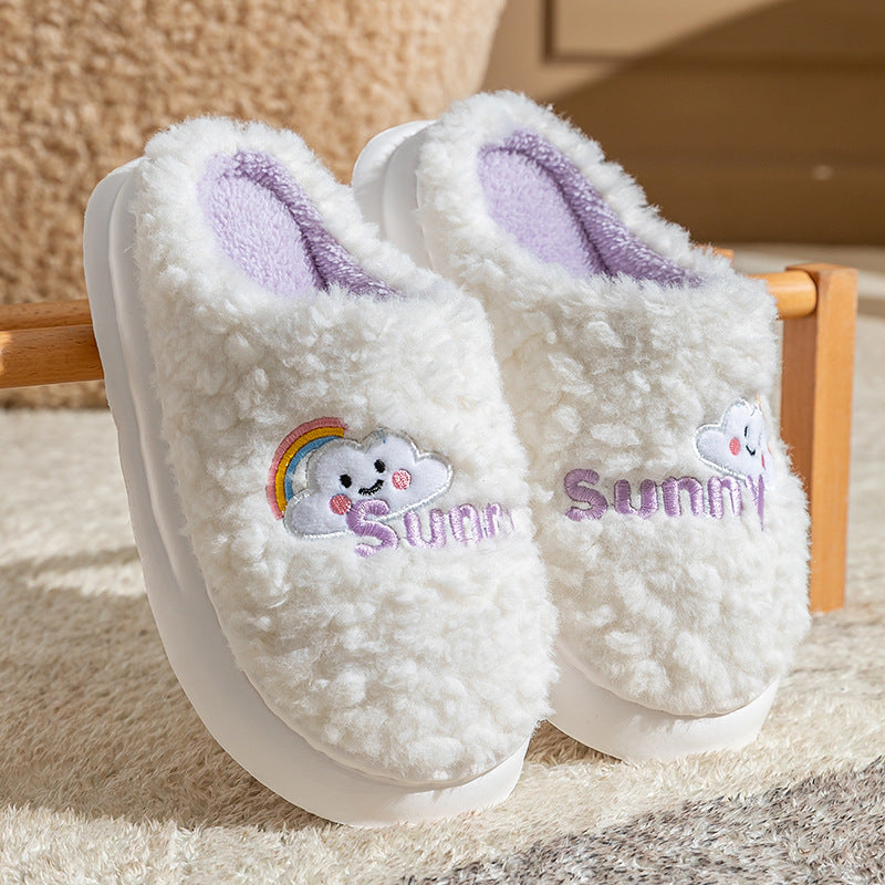 Cute Cartoon Cotton Slippers Thick Bottom Home Slippers Fashion Floor Bedroom Slipper Women Men Couples Warm House Shoes - Bests Sale