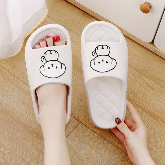 Cute Cartoon Dog Slippers Summer Solid Color Non-slip Rhombus Bathroom Slipper Indoor House Shoes For Men Women Couples - Bests Sale