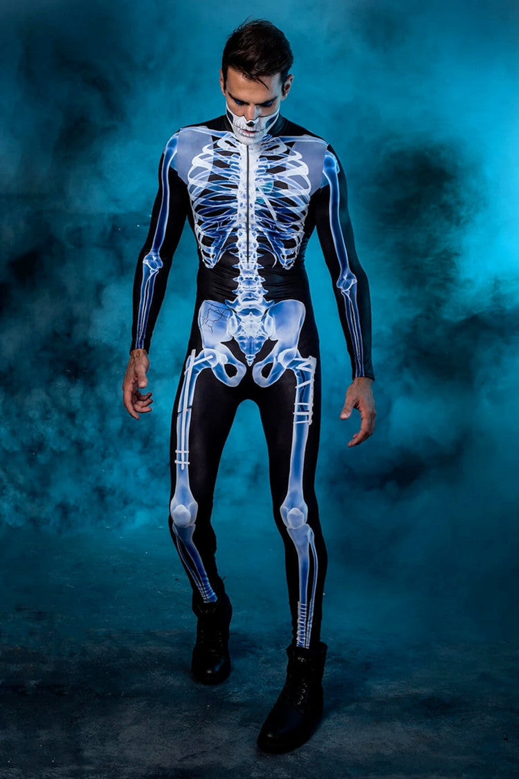 Halloween Long Sleeve Tights See-through Skeleton 3D Printed One-piece Bests Sale
