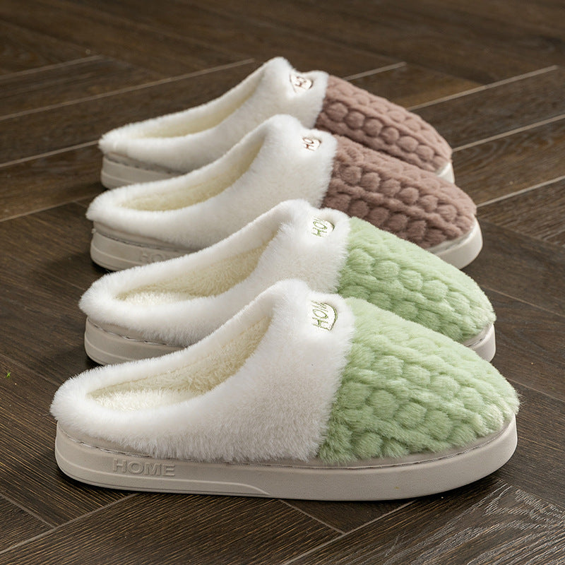 Women's Non-slip Thick Bottom Color Matching Cotton Slippers - Bests Sale
