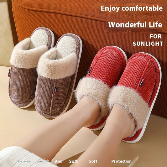 Fur Mouth Home Non-slip Thermal Cotton Slippers - Bests Sale