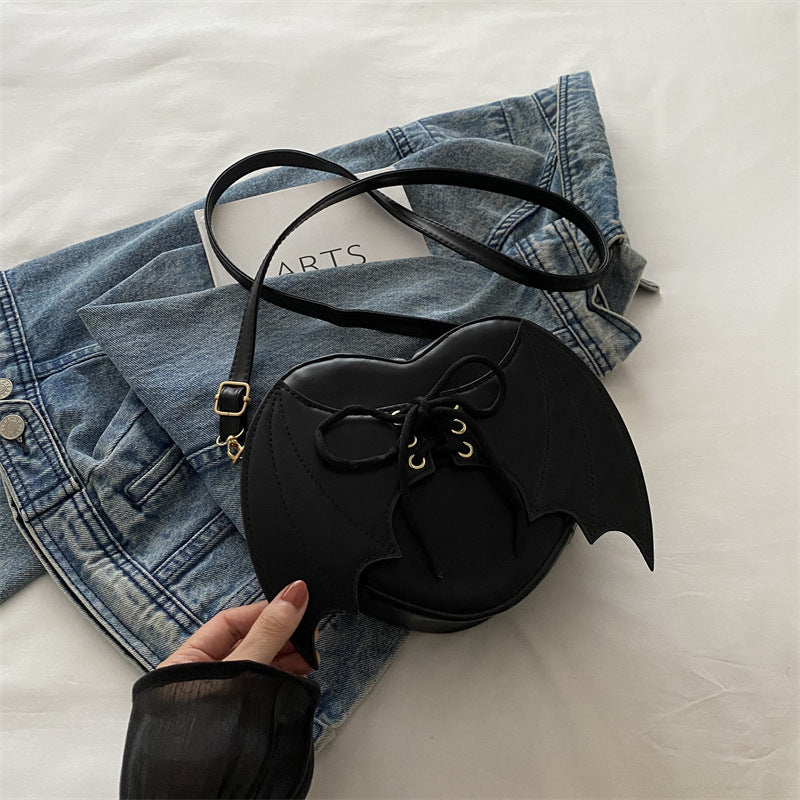 Heart Shape Bag Strap Design Bat Wings One Shoulder Crossbody Bag Bests Sale