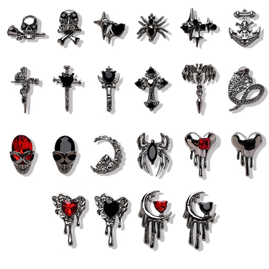 Charmes 3D Gothique Punk pour Ongles - Décorations Halloween (10 Pièces)
