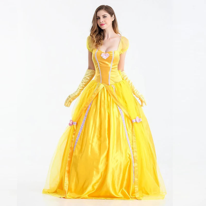 Princess Belle Beauty and Beast Queen Long Dresses