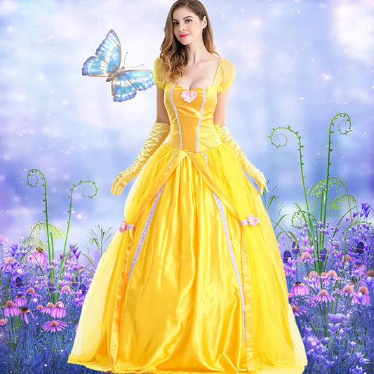 Princess Belle Beauty and Beast Queen Long Dresses