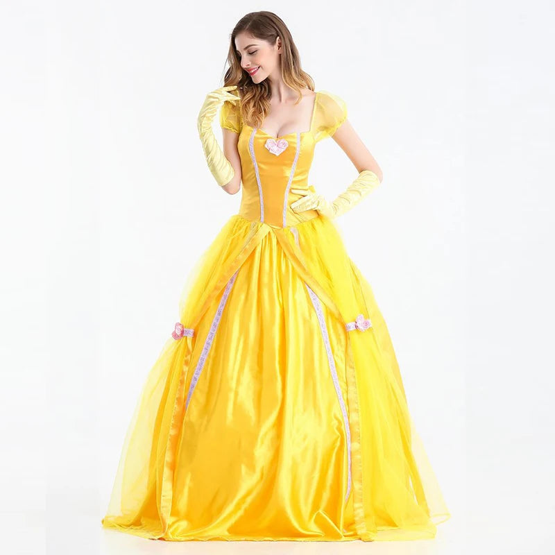Princess Belle Beauty and Beast Queen Long Dresses