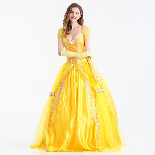 Princess Belle Beauty and Beast Queen Long Dresses