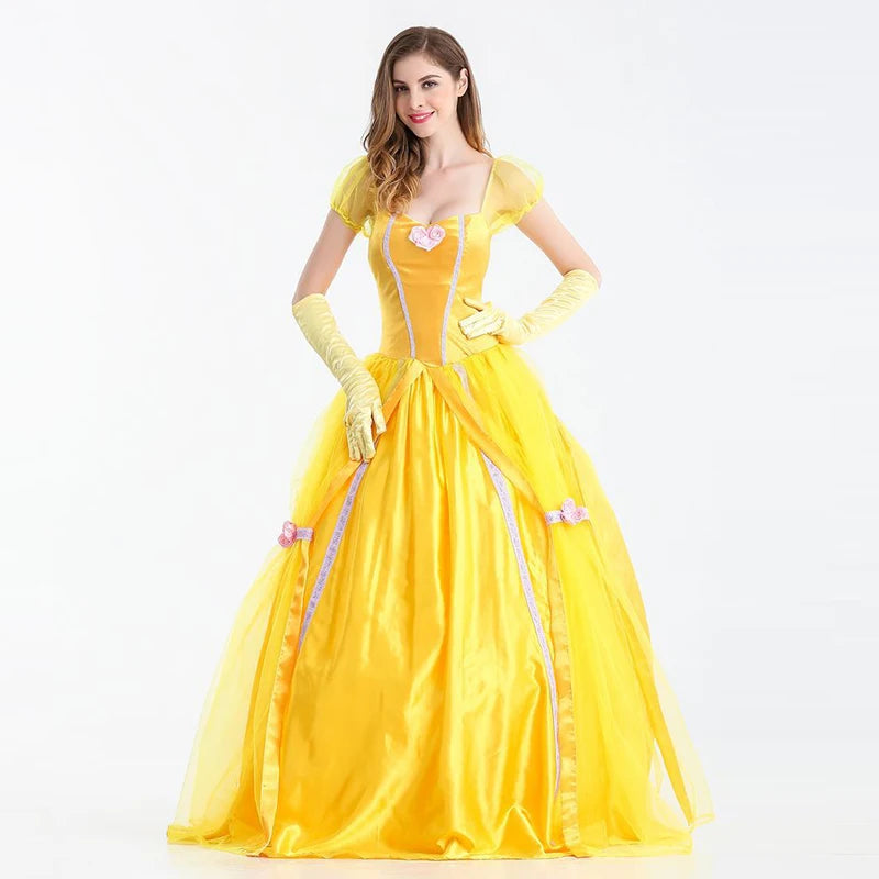 Princess Belle Beauty and Beast Queen Long Dresses