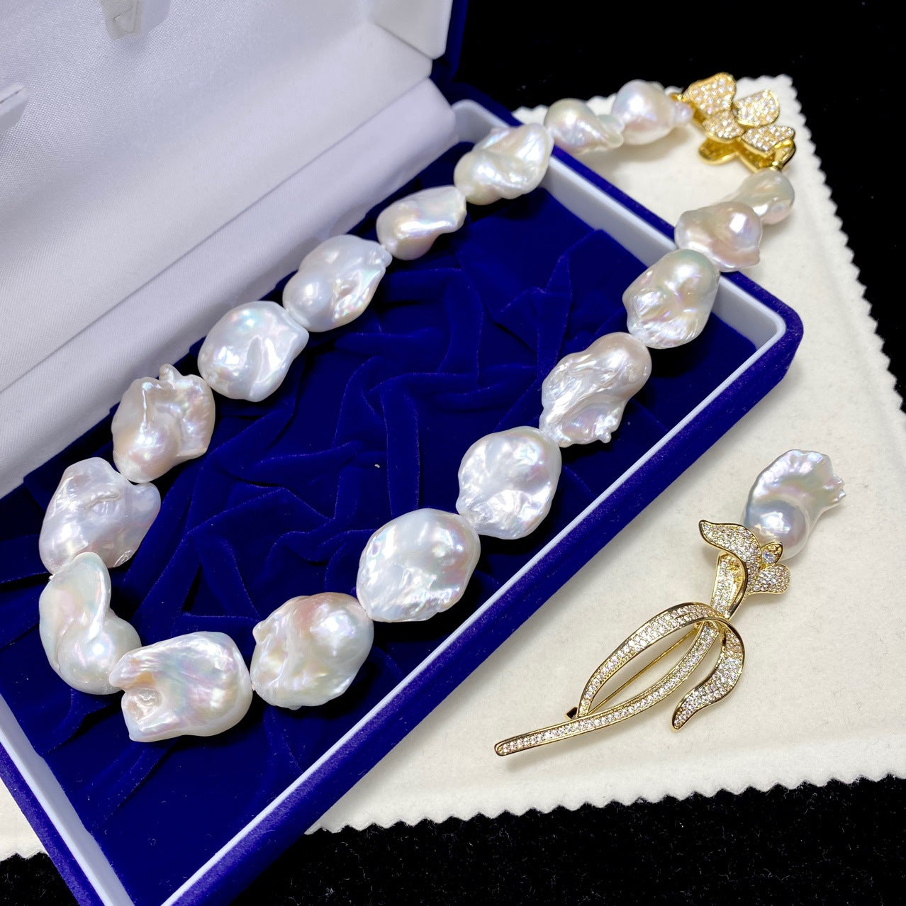 Natural Large Particle Baroque Shaped Freshwater Pearl Necklace For Women - Bests Sale