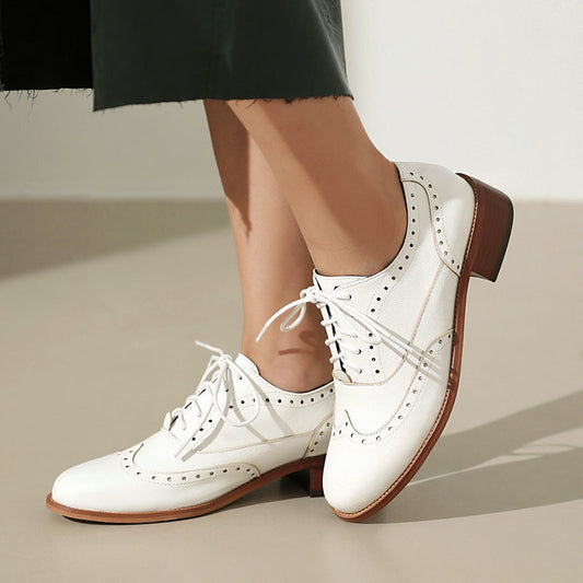 British Retro Oxfords Casual Shoes Lace-up Spring And Autumn Low-top Women - Bests Sale