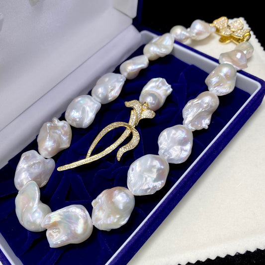 Natural Large Particle Baroque Shaped Freshwater Pearl Necklace For Women - Bests Sale