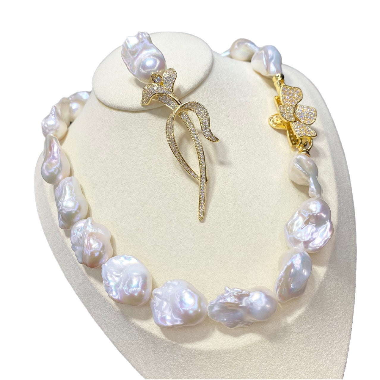 Natural Large Particle Baroque Shaped Freshwater Pearl Necklace For Women - Bests Sale