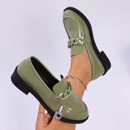 Thick Bottom Low Heel Leather Shoes Women - Bests Sale