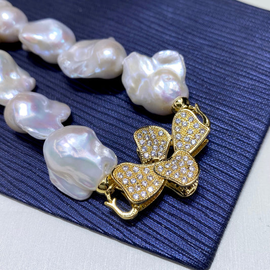 Natural Large Particle Baroque Shaped Freshwater Pearl Necklace For Women - Bests Sale