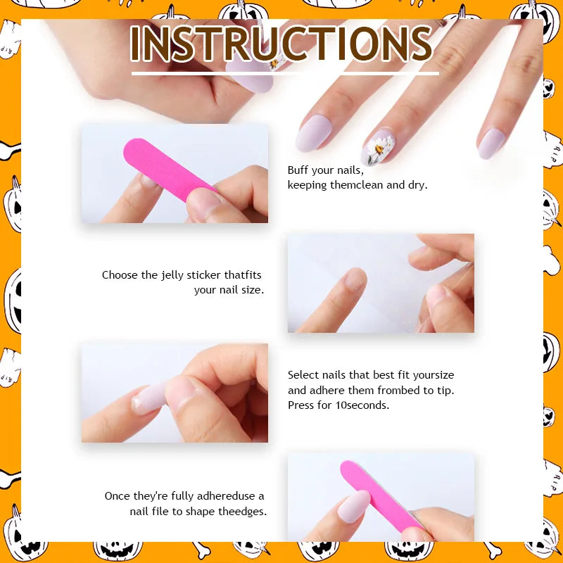 24Pcs Halloween Fake Nails Melanin-inspired Long-Tip Design Spooky Spiderweb Patterns Press-On Nail Tips Perfect Gifts for Girls