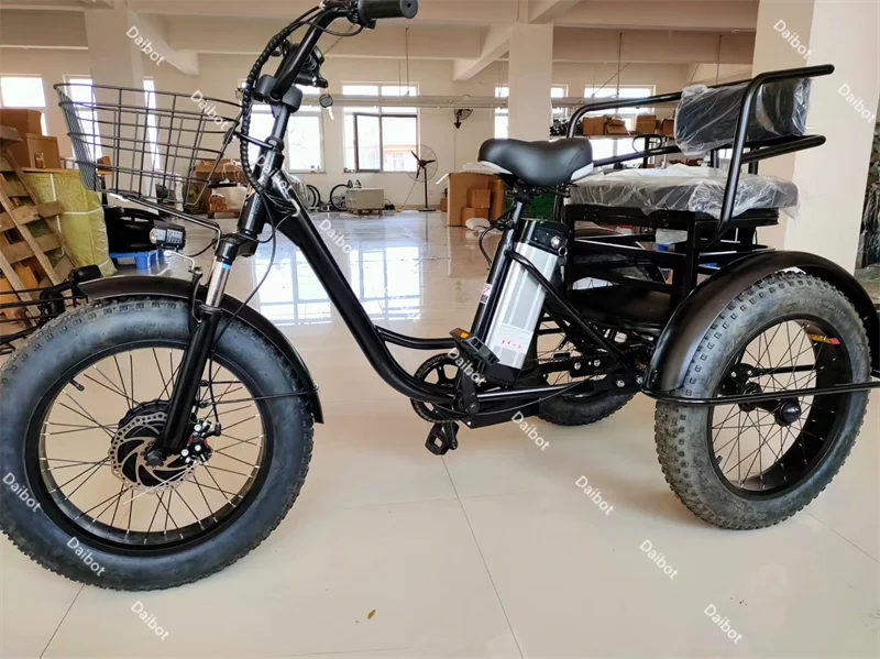 3 Wheel Fat Electric Bike 500W 48V Adult Tricycle - Removable Battery & Cargo Basket