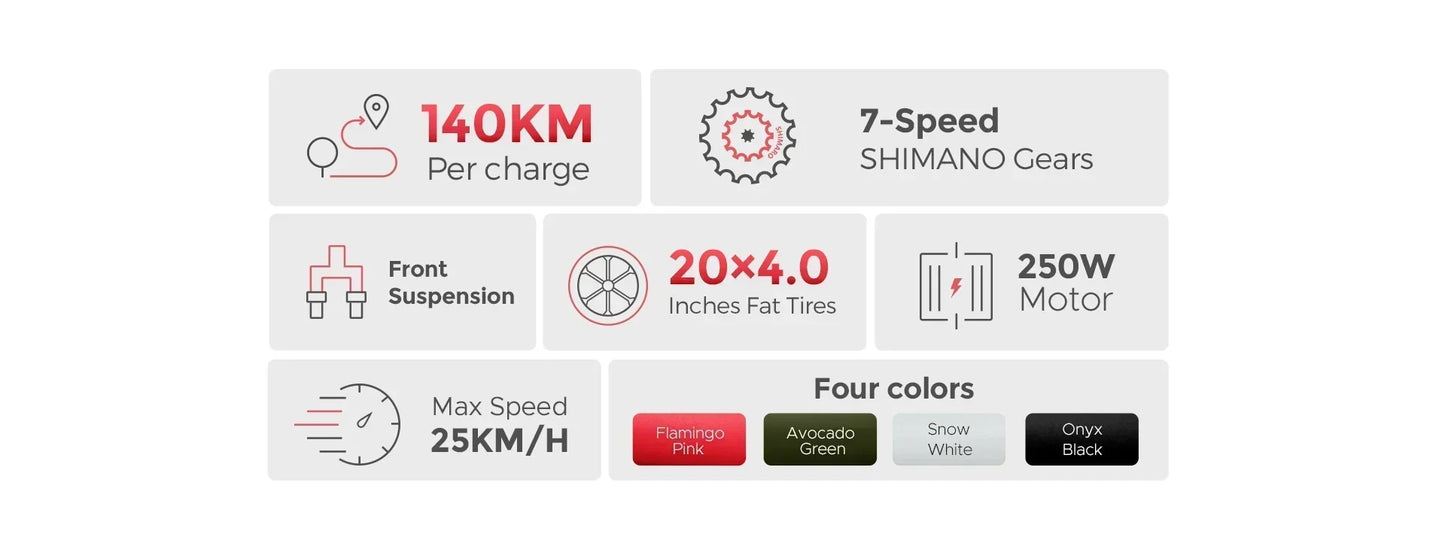 Electric Bicycle ENGWE L20 250W 48V 13AH - Fat Tire Ebike 140km Range