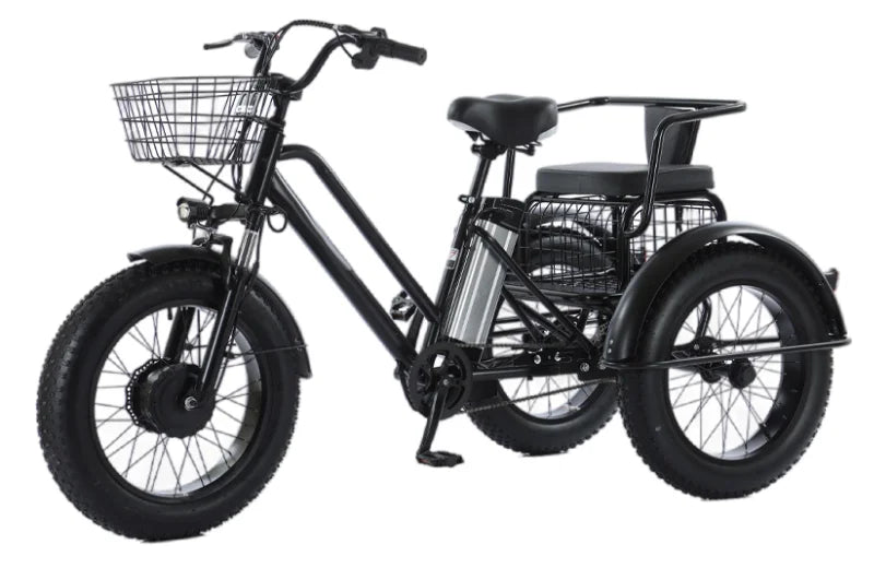 3 Wheel Fat Electric Bike 500W 48V Adult Tricycle - Removable Battery & Cargo Basket