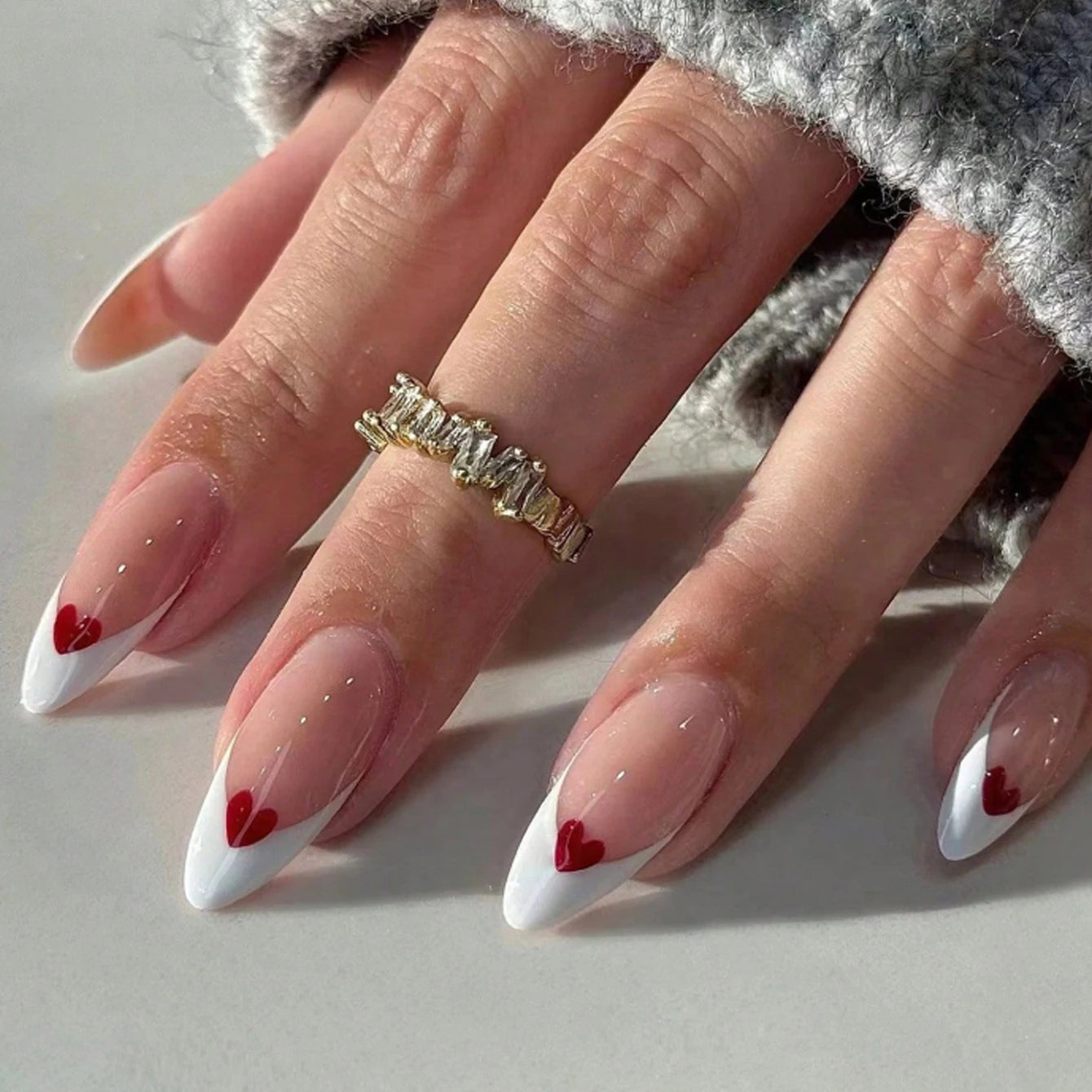 24Pcs ARTAUG Pink Stiletto Press-On Nails - Love Design Handmade Medium Length