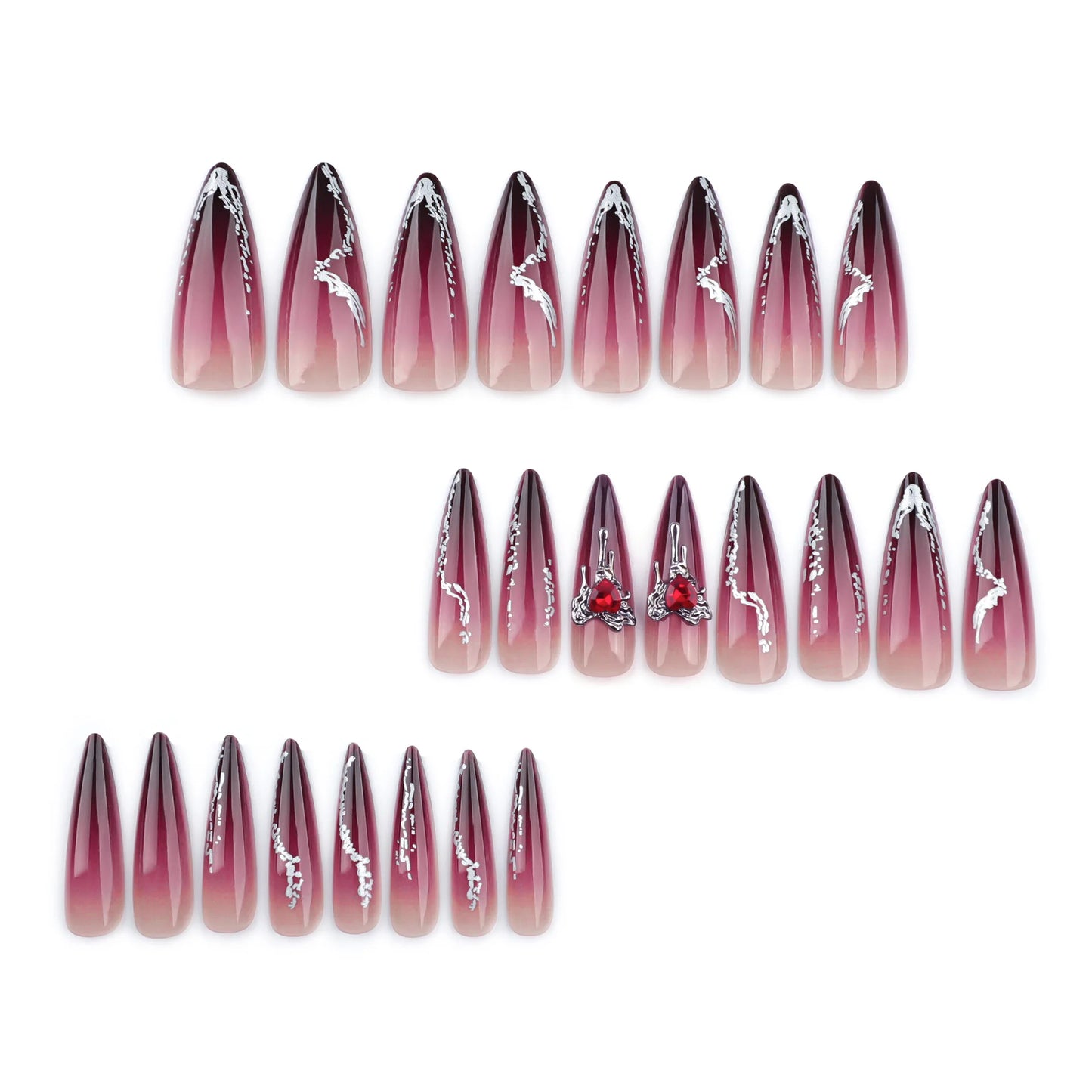 24pcs Halloween Fake Nails Red Decorated False Nail Almond Press on Nail Tips Halloween Cool Girl Long Fake Nail Halloween Nails