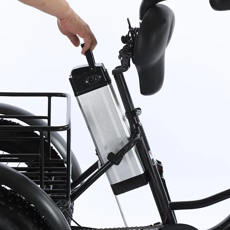 3 Wheel Fat Electric Bike 500W 48V Adult Tricycle - Removable Battery & Cargo Basket