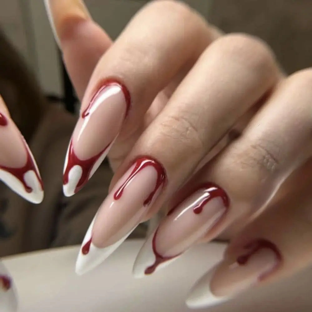 Halloween Skull Press-On Nails - Almond Ballerina Shape (24 Pieces)