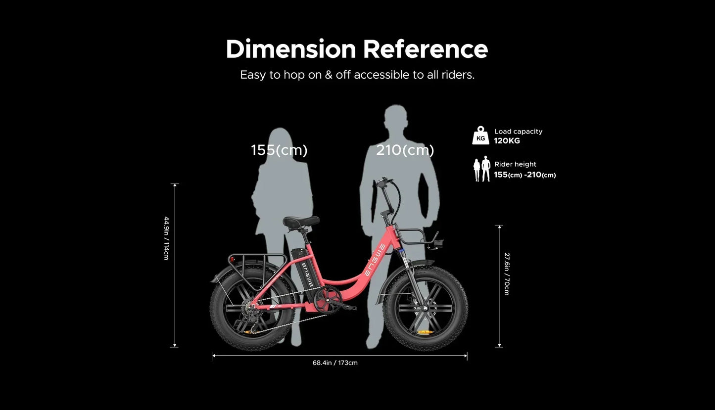 Electric Bicycle ENGWE L20 250W 48V 13AH - Fat Tire Ebike 140km Range