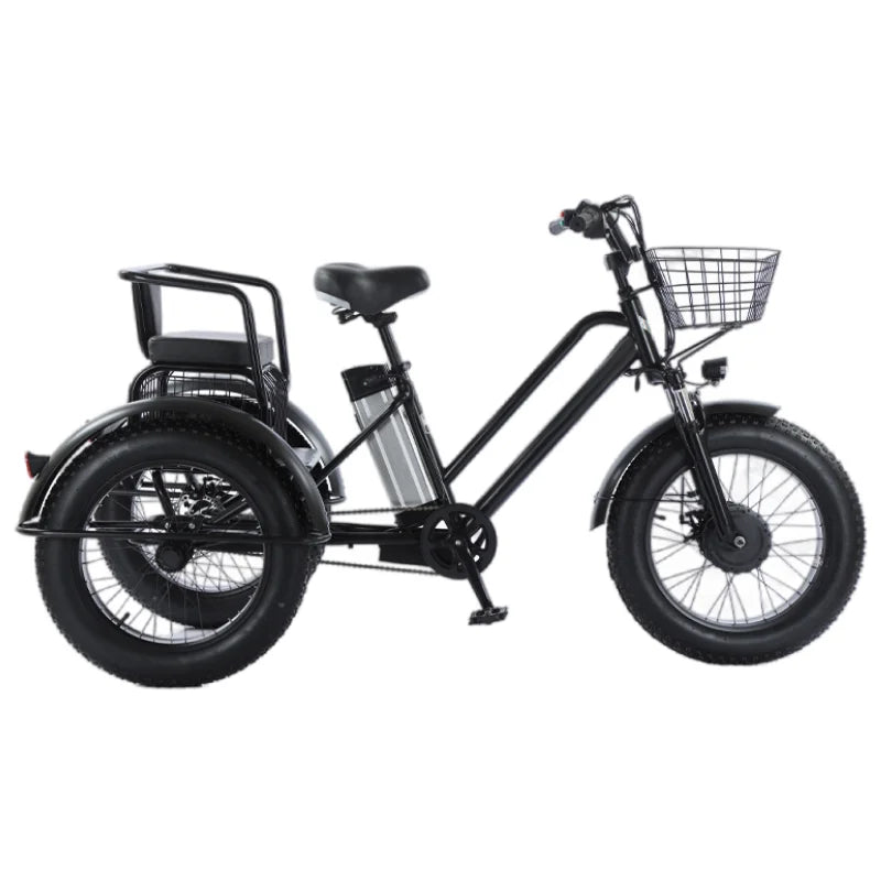 3 Wheel Fat Electric Bike 500W 48V Adult Tricycle - Removable Battery & Cargo Basket