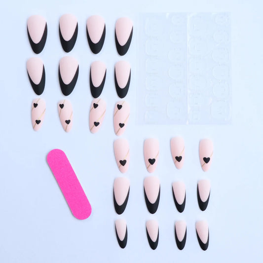 24Pcs ARTAUG Pink Stiletto Press-On Nails - Love Design Handmade Medium Length