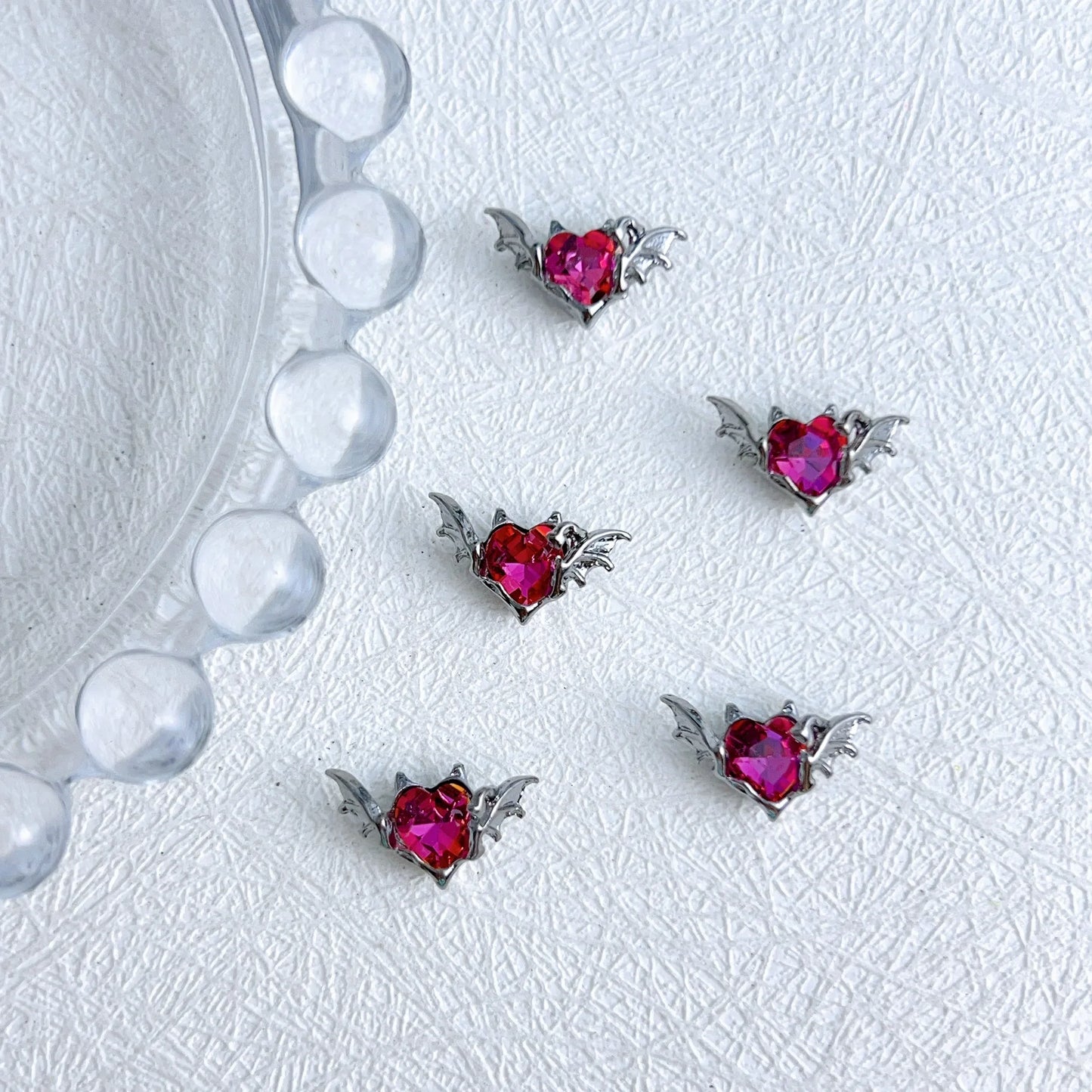 10pcs Gothic Punk Style Alloy Bat 3Heart D Nail Art Charms Spider Design For Halloween Nails Decoration Accessories