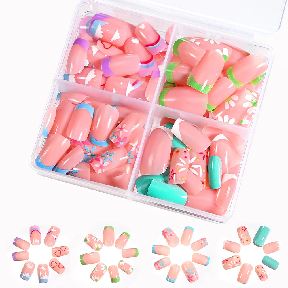 96Pcs/box Halloween Series False Nails #24*4 Press on Nails Ghosts Pumpkin Spider Design Full Cover Almond/Coffin Fake Nail Tips