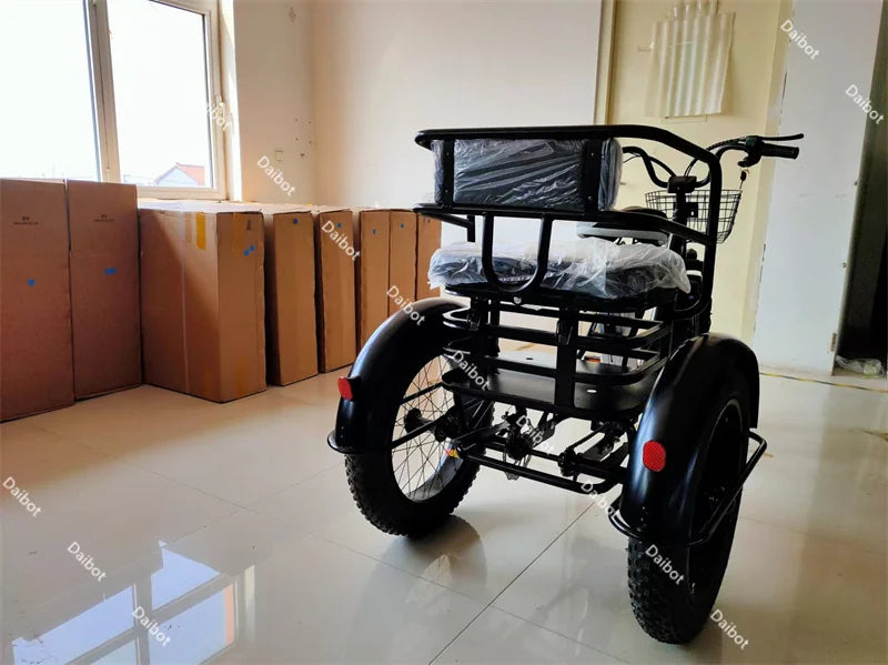 3 Wheel Fat Electric Bike 500W 48V Adult Tricycle - Removable Battery & Cargo Basket
