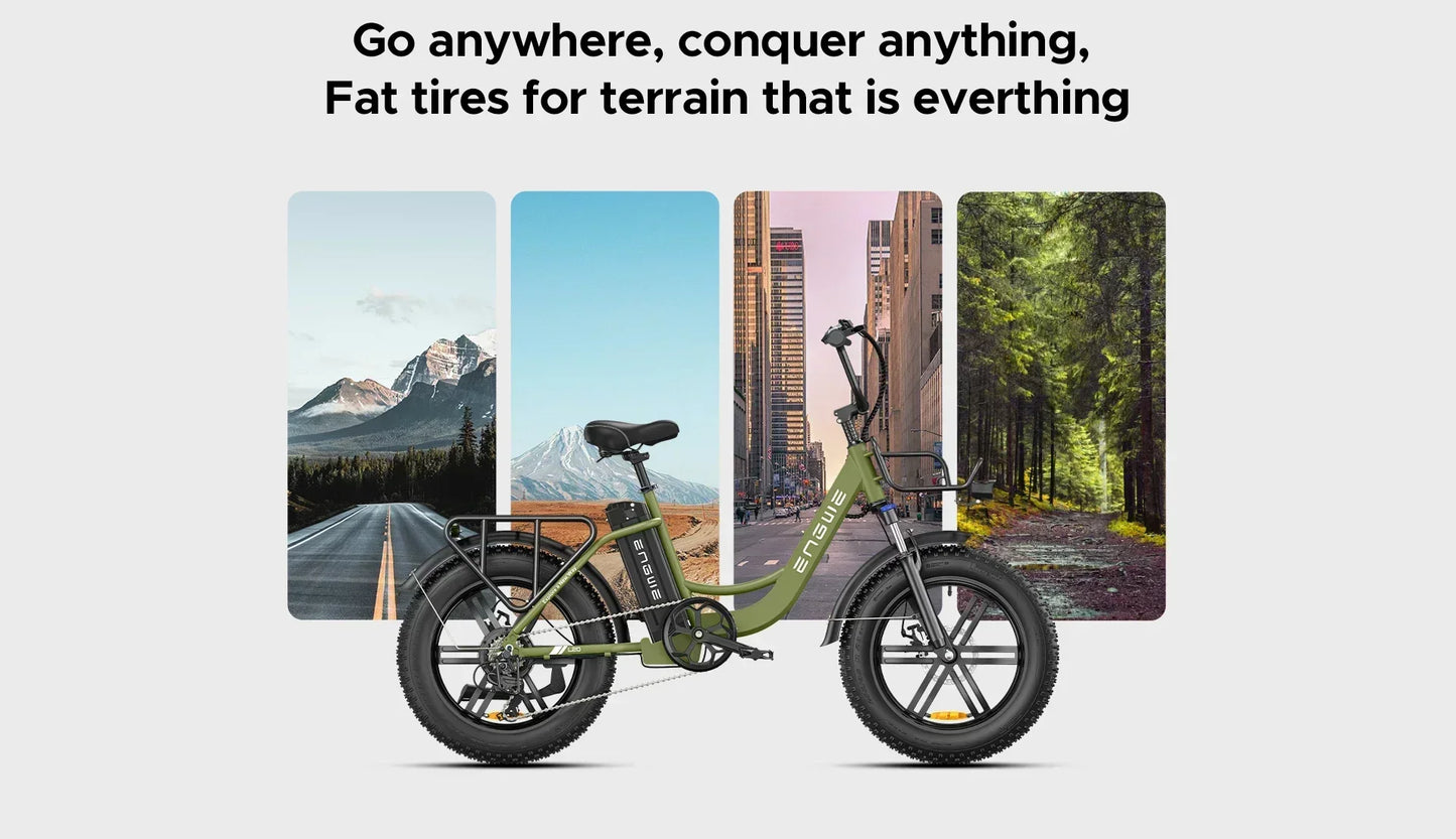 Electric Bicycle ENGWE L20 250W 48V 13AH - Fat Tire Ebike 140km Range
