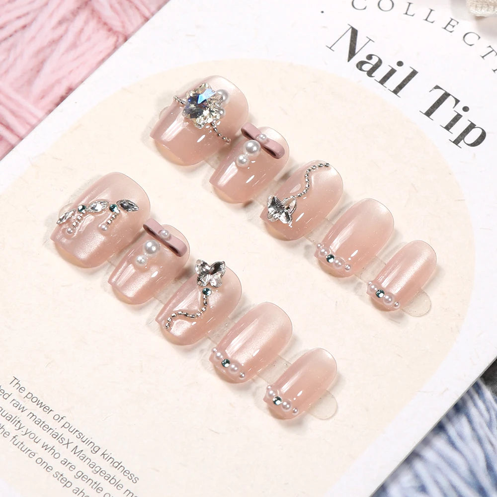 24 uñas postizas góticas oscuras con diseño de araña, 8 estilos, color nude, cuadradas y cortas, cobertura total, para usar