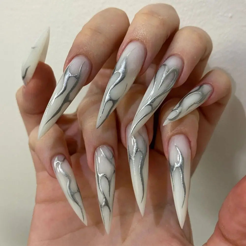 Halloween Skull Press-On Nails - Almond Ballerina Shape (24 Pieces)