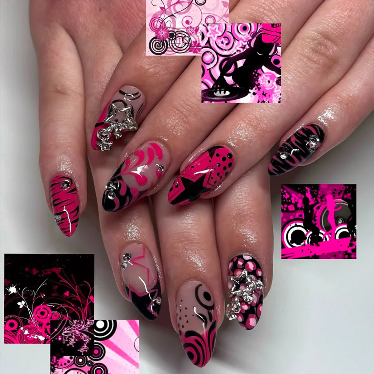 24pcs 2025 Halloween Almond Press on Nails French False Nails Kawaii Wearable Stick-on Nails Fake Nail Uñas Накладные Ногти 네일팁