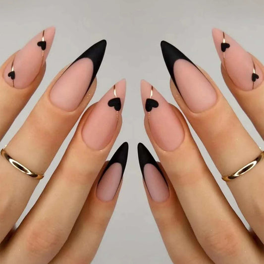 24Pcs ARTAUG Pink Stiletto Press-On Nails - Love Design Handmade Medium Length