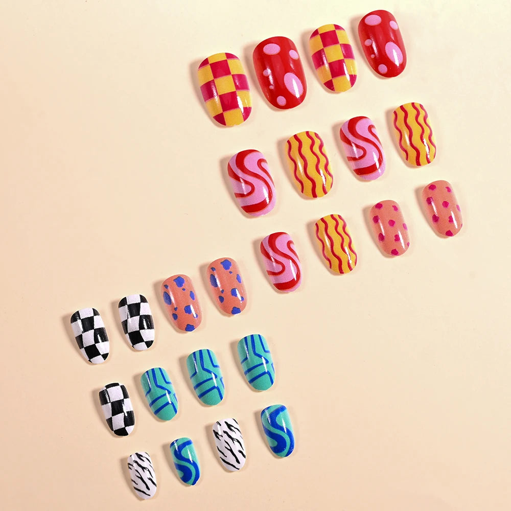96Pcs/box Halloween Series False Nails #24*4 Press on Nails Ghosts Pumpkin Spider Design Full Cover Almond/Coffin Fake Nail Tips