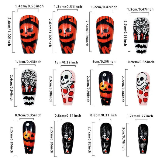 24pcs Golden Bat n Spider Net Design False Nails 2025 Halloween Fake Nails European Long Ballet Coffin Wearable Press on Nails