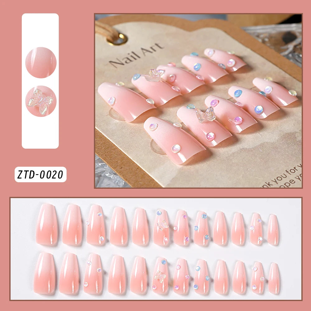 24 uñas postizas góticas oscuras con diseño de araña, 8 estilos, color nude, cuadradas y cortas, cobertura total, para usar