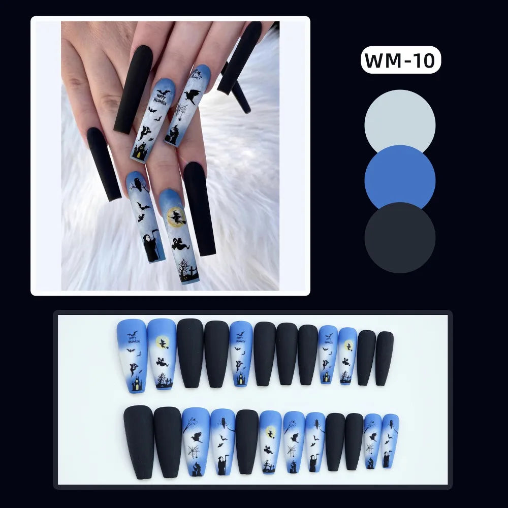 Halloween Skull Press-On Nails - Almond Ballerina Shape (24 Pieces)