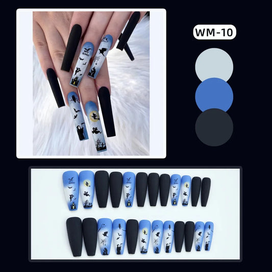 Halloween Skull Press-On Nails - Almond Ballerina Shape (24 Pieces)