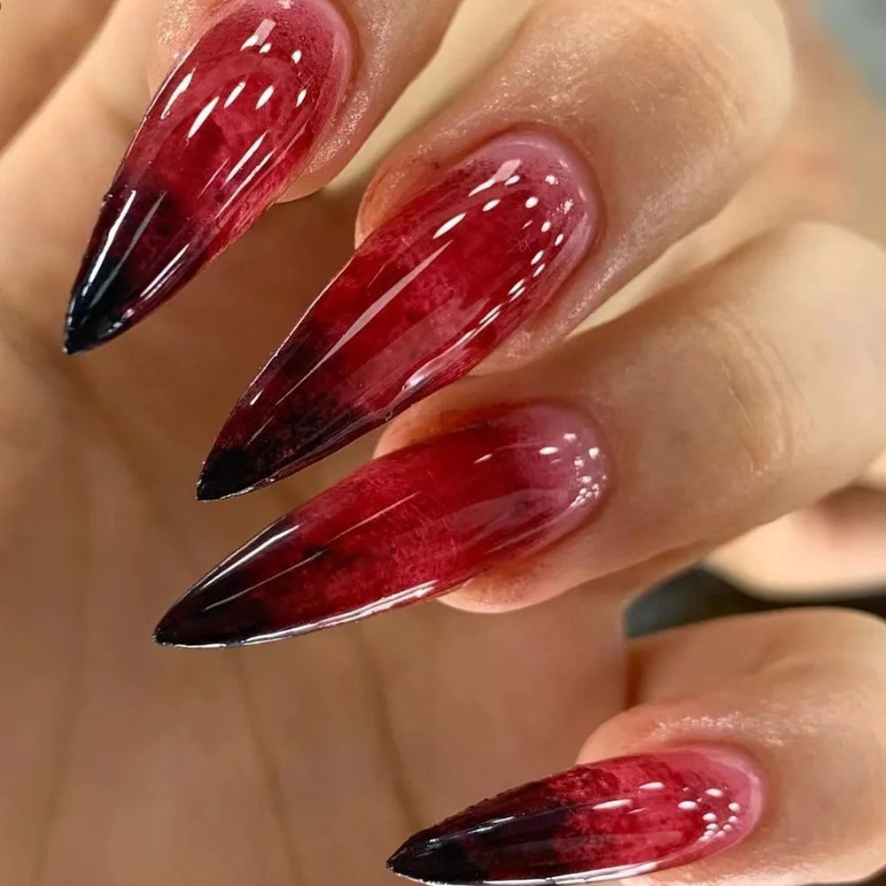 24pcs Halloween Press on Nails Green Cat's Eye Long Almond False Nails with Spider Bat Design Fake Nail Sets Detachable Manicure
