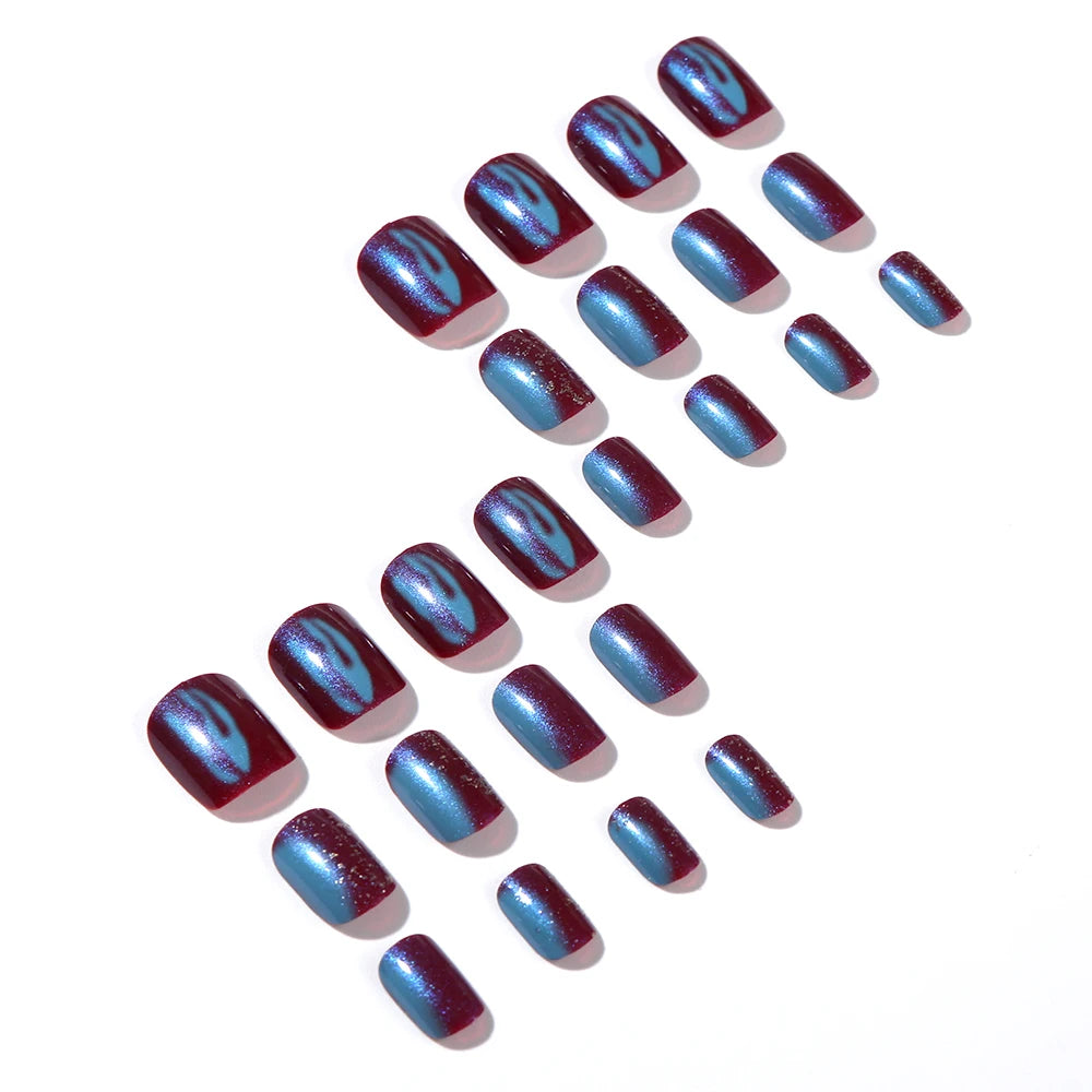 24 uñas postizas góticas oscuras con diseño de araña, 8 estilos, color nude, cuadradas y cortas, cobertura total, para usar