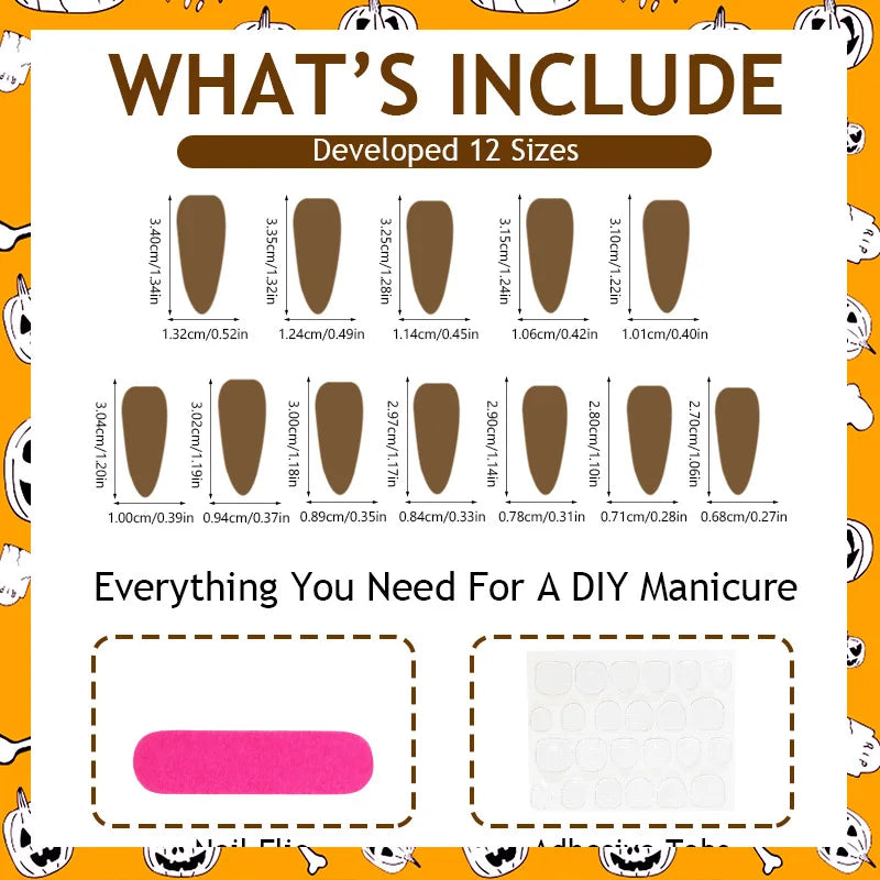 24Pcs Halloween Fake Nails Melanin-inspired Long-Tip Design Spooky Spiderweb Patterns Press-On Nail Tips Perfect Gifts for Girls