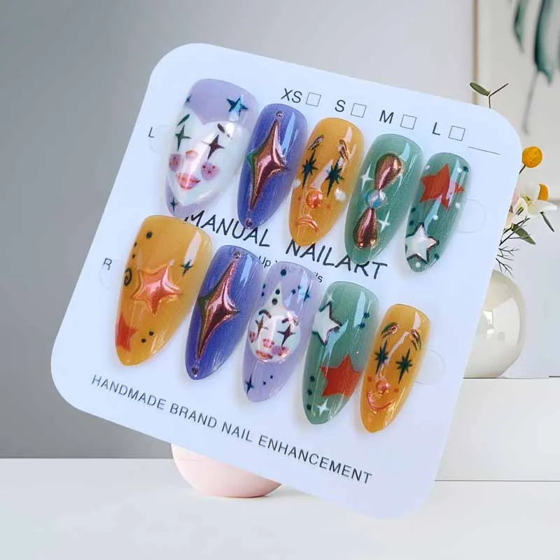 10Pcs Halloween Short Almond Shape Atmosphere Clown Black and White Ghost Spider Press on Nails Nail Patch False Nails Nails Art