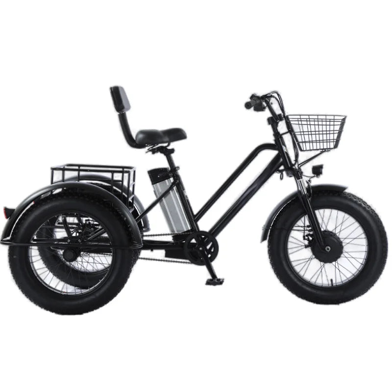 3 Wheel Fat Electric Bike 500W 48V Adult Tricycle - Removable Battery & Cargo Basket